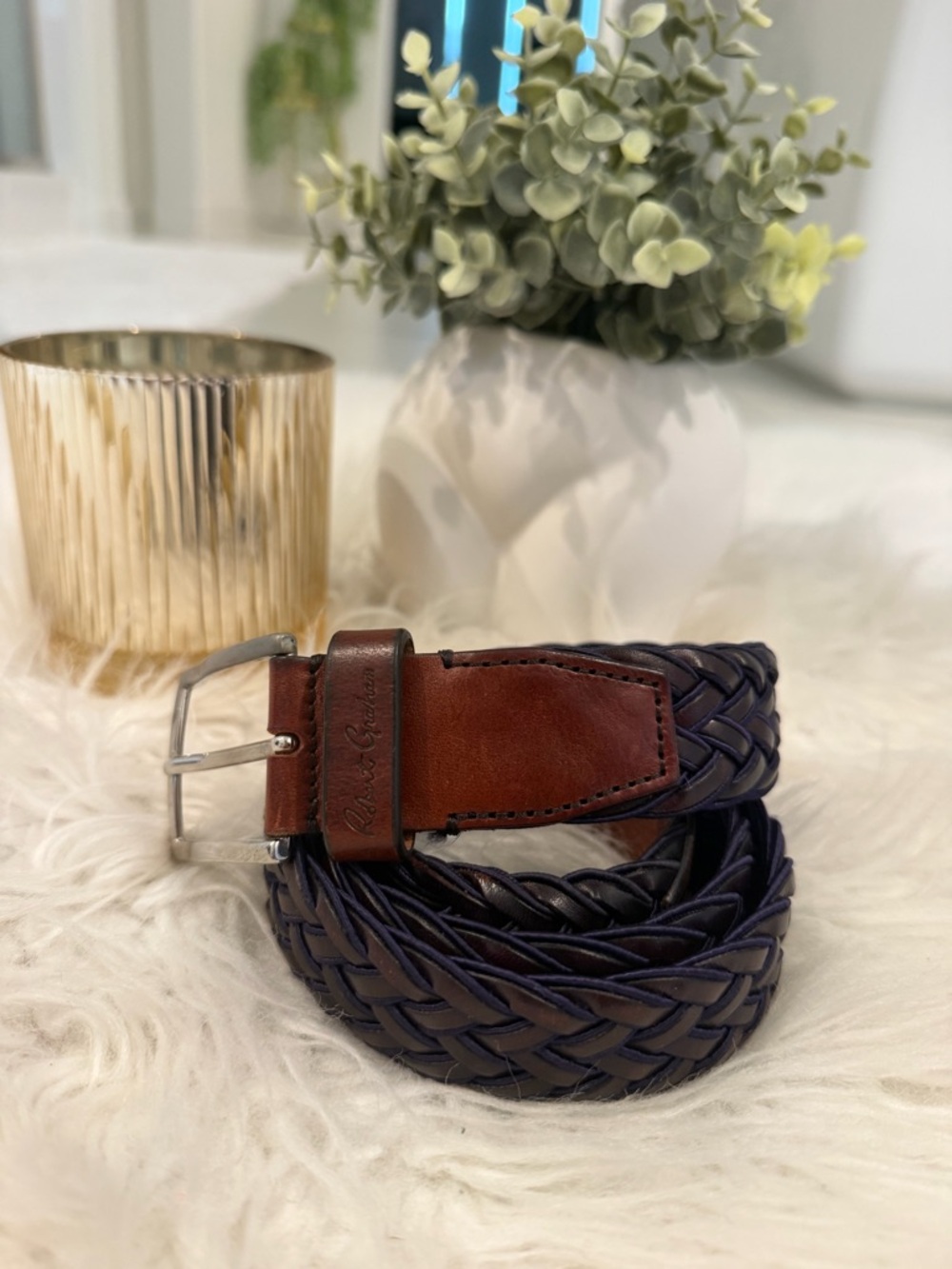 Designer Robert Graham Leather Men's Belt (36)